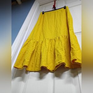 Yellow Swiss Dot Maxi Skirt